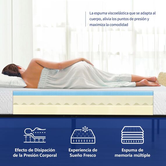 Olee sleep 15cm Memory Foam Matratze / Kaltgelschaum / Öko-Tex / CertiPUR-US / Komfortable Matratze / 3 Schichten / 100 x 200cm / Twin XL / Weiß