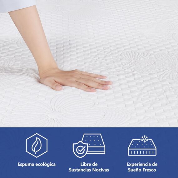 Olee sleep 25cm Memory Foam Matratze / Kaltgelschaum / Öko-Tex / CertiPUR-US / Komfortable Matratze / Rollmatratze / 3 Schichten / 90 x 200cm / Twin / Blau