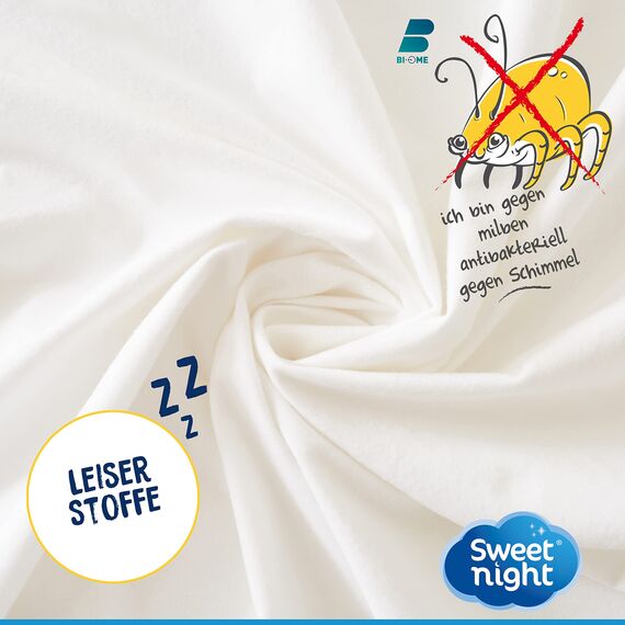 SWEET NIGHT - Matratzenschoner 140x200 cm | Wasserdichte und Anti-Staubmilben-Matratzenauflage | 100 % Baumwollvlies | Leise und atmungsaktiv, White