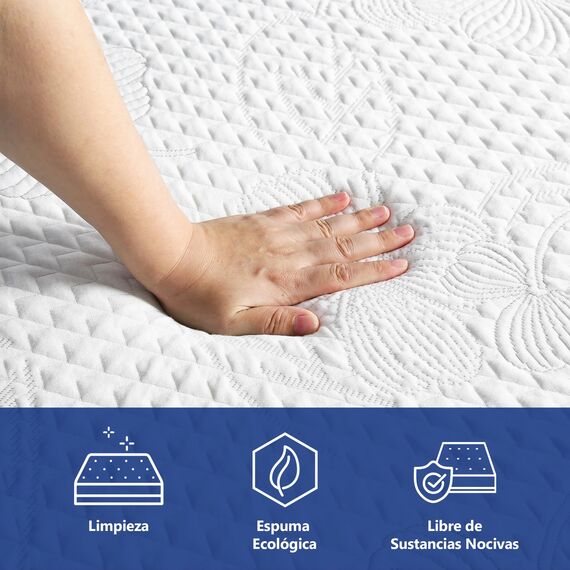 Olee sleep 15cm Memory Foam Matratze / Kaltgelschaum / Öko-Tex / CertiPUR-US / Komfortable Matratze / 3 Schichten / 140 x 200cm / Full / Weiß