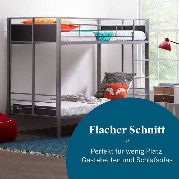 LUCID Kaltschaummatratze, kühlende Gelinfusion - mit Bambuskohle - Öko-Tex - dünne Matratze, 12cm hoch, hart H4, 140x190 cm