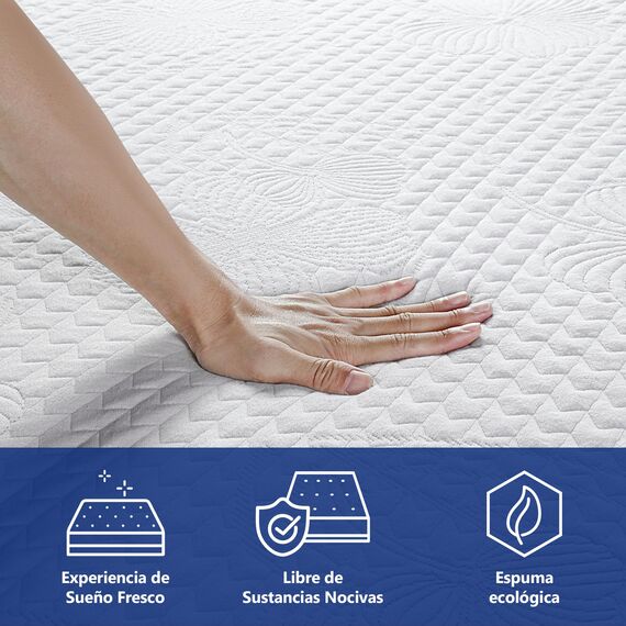 Olee sleep 25cm Memory Foam Matratze / Kaltgelschaum / Öko-Tex / CertiPUR-US / Komfortable Matratze / Rollmatratze / 3 Schichten / 140 x 200cm / Full / Blau