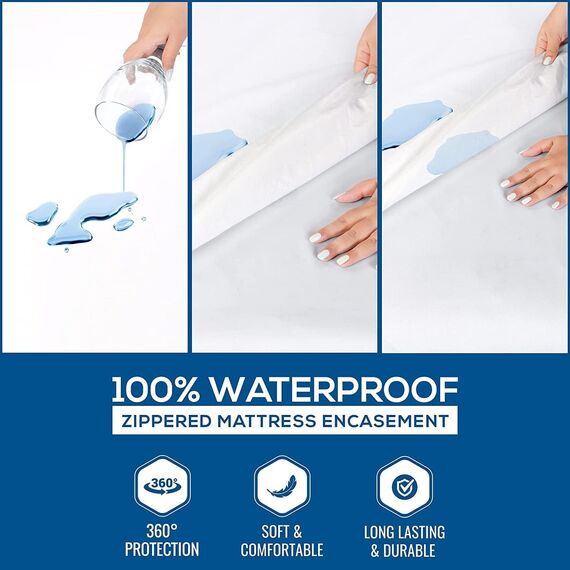 Utopia Bedding Zippered Mattress Encasement - Waterproof Mattress Protector (Queen)