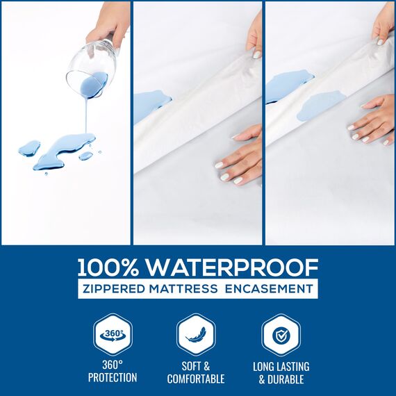 Utopia Bedding Matratzenschoner mit Reißverschluss, 100% wasserdicht, gegen Bettwanzen und Milben, saugfähiger sechsseitiger Matratzenbezug