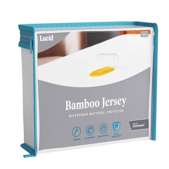 LUCID Premium Viskose aus Bambus-Jersey-Matratzenschoner, ultraweich, wasserdicht, Weiß, Twin