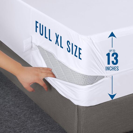 Utopia Bedding Matratzenschoner mit Reißverschluss, Größe XL, 100% wasserdicht und bettwanzensicher, saugfähiger, sechsseitiger Matratzenbezug