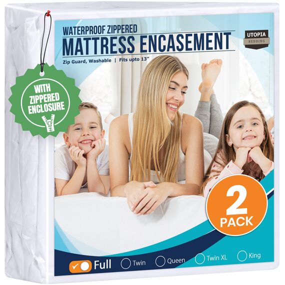 Utopia Bedding Matratzenschoner mit Reißverschluss, 100% wasserdicht, saugfähig, sechsseitiger Matratzenbezug (2 Stück)
