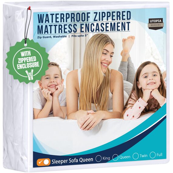 Utopia Bedding Matratzenschoner mit Reißverschluss, 100% wasserdicht, gegen Bettwanzen und Milben, saugfähiger sechsseitiger Matratzenbezug