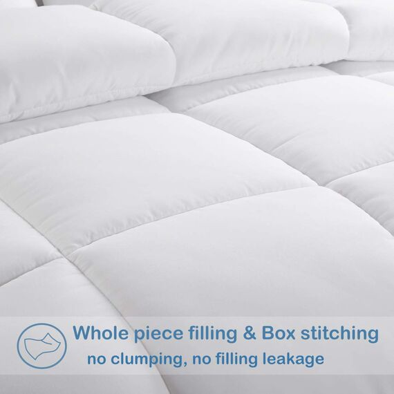 EASELAND Weiche, übergroße King-Size Daunen-Alternative Bettdecke für alle Jahreszeiten, Wendebettdecke mit gestepptem Design und Ecktabs, warm, flauschig und leicht, Weiß, 249 cm x 295 cm