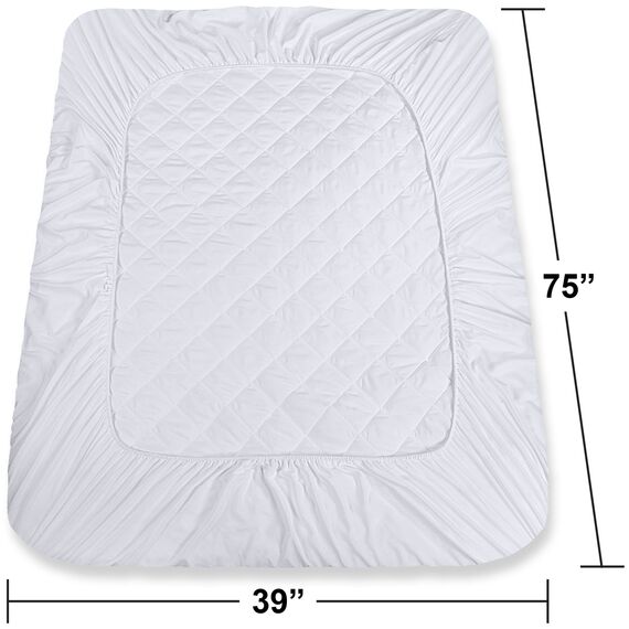 Utopia Bedding Gesteppte Matratzenauflage, Doppelbettgröße, elastische Matratzenauflage, dehnbar bis 40,6 cm, maschinenwaschbar, Weiß, 2 Stück