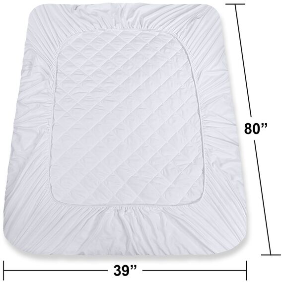 Utopia Bedding Gesteppte Matratzenauflage, Doppelbett, XL, elastische Matratzenauflage, dehnbar bis 40,6 cm, maschinenwaschbar, Weiß, 2 Stück