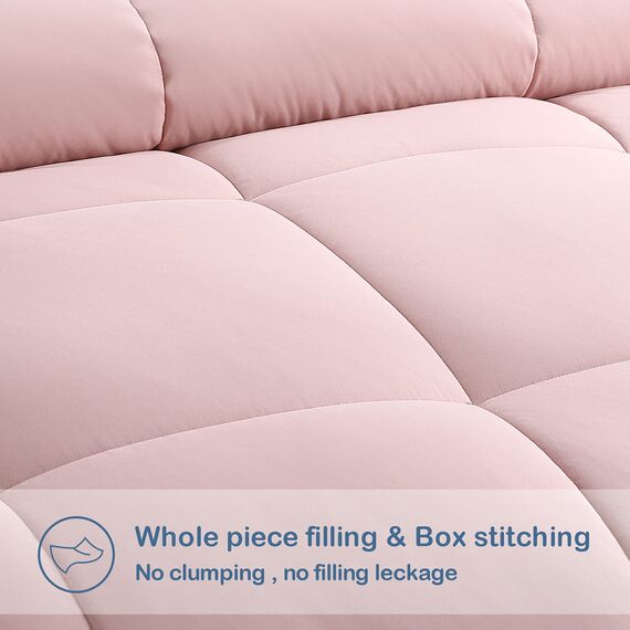 EASELAND Weiche, Gesteppte Daunen-Alternative Steppdecke, wendbar, mit Ecklaschen, Winter und Sommer, warm, flauschig, Queensize, Pink, 224 x 224 cm