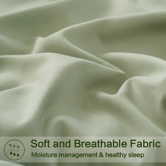 EASELAND Ganzjahres King Size Weiches Gestepptes Daunen-Alternativbettzeug Wendebettdecke mit Ecktabs, Winter Sommer Warm Fluffig, Salbeigrün, 229 x 259 cm