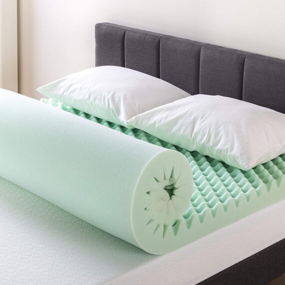 Best Price Mattress Matratzenauflage aus Memory-Schaum, 10,2 cm, mit beruhigendem Aloe-Aufguss, CertiPUR-US-Zertifiziert, Doppelbett, Grün