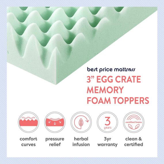 Best Price Mattress Matratzenauflage aus Memory-Schaum mit beruhigendem Aloe-Aufguss, CertiPUR-US-Zertifiziert, 7,6 cm, Grün