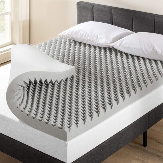 Best Price Mattress Eierkisten-Auflage aus Memory-Schaum mit Bambuskohle-Aufguss, Geruchs- und Feuchtigkeitskontrolle, CertiPUR-US-Zertifiziert, Doppelbett, Anthrazitgrau