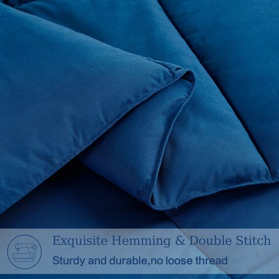 EASELAND Ganzjahres Übergroße King Size Weiches Gestepptes Daunen-Alternativbettzeug Wendebettdecke mit Ecktabs, Winter Sommer Warm Fluffig, Marineblau, 249 x 295 cm