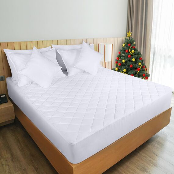 Utopia Bedding Gesteppte Matratzenauflage, volle Größe, elastische Matratzenauflage, dehnbar bis 40,6 cm, maschinenwaschbar, Weiß, 2 Stück