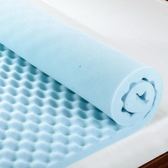Best Price Mattress Mellow Matratzenauflage, 5,1 cm, Memory-Schaumstoff, kühlendes Gel-Infusion, Twin Blue