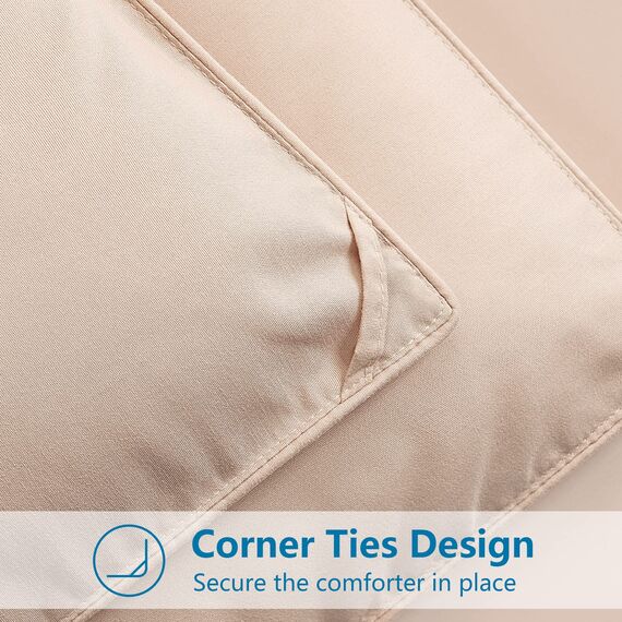 EASELAND Ganzjahres Twin Size Weiches Gestepptes Daunen-Alternativbettzeug Wendebettdecke mit Ecktabs, Winter Sommer Warm Fluffig, Beige, 163 x 224 cm