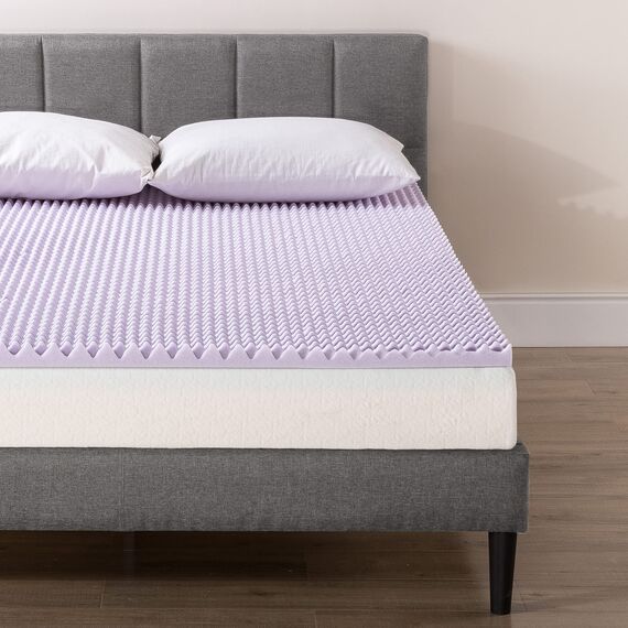 Best Price Mattress Matratzenauflage aus Memory-Schaum in Eierkiste, 3,8 cm, mit beruhigendem Lavendel-Aufguss, CertiPUR-US-zertifiziert, Schlafsaal-Essentials, voll