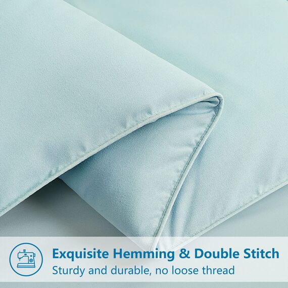 EASELAND Ganzjahres Queen Size Weiches Gestepptes Daunen-Alternativbettzeug Wendebettdecke mit Ecktabs, Winter Sommer Warm Fluffig, Aqua, 224 x 224 cm