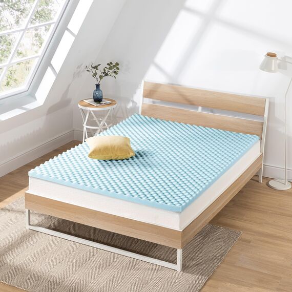 Best Price Mattress Mellow Matratzenauflage, 5,1 cm, Memory-Schaumstoff, kühlendes Gel-Infusion, Twin Blue