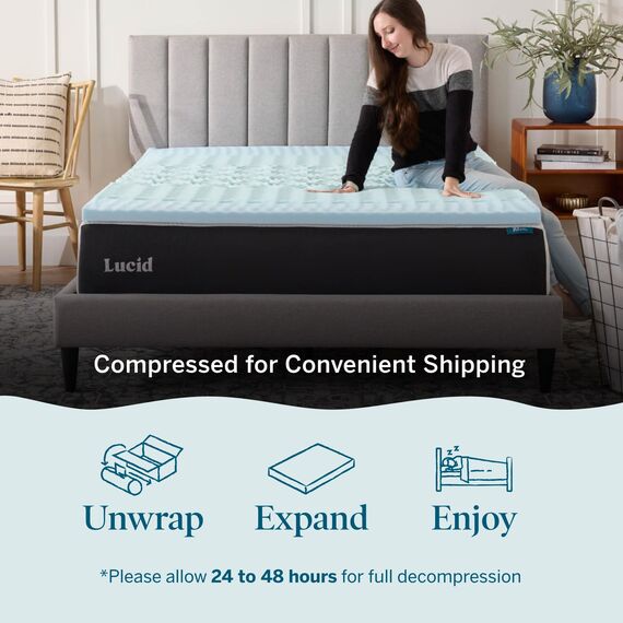 Lucid 5 Centimeter Zoned Gel Memory Foam Mattress Topper, US Queen