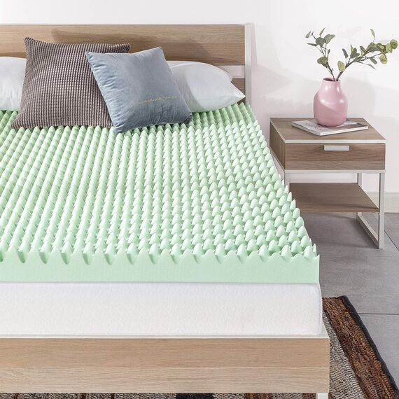 Best Price Mattress 10,2 cm große Eierkisten-Matratzenauflage aus Memory-Schaum mit beruhigendem Grüntee-Aufguss, CertiPUR-US-zertifiziert, kurze Königin