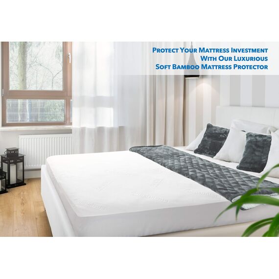 PlushDeluxe Bambus Matratzenschoner Wasserdichter, hypoallergener und ultraweicher atmungsaktiver Bezug Schutz - PVC, Phthalat (Queen Size)