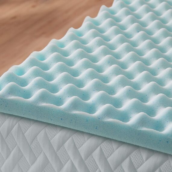 LUCID Matratzen Topper – 5 cm Gel Memory Foam Matratzenauflage, ergonomisch gewellt & atmungsaktiv, Oeko-Tex, 80x190 cm, Blau