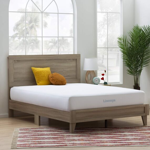 Linenspa Matratzenschoner aus Baumwollfrottee, wasserdicht, für Doppelbett, Weiß