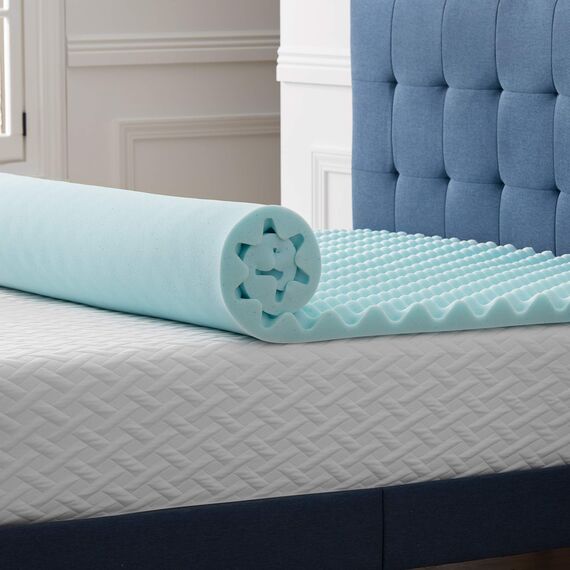 LUCID Matratzen Topper – 5 cm Gel Memory Foam Matratzenauflage, ergonomisch gewellt & atmungsaktiv, Oeko-Tex, 140x200 cm, Blau
