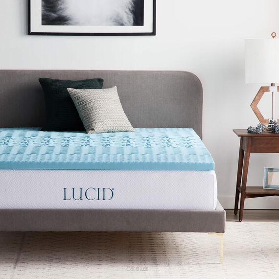 LUCID Matratzen Topper mit 5 Zonen – 5cm Gel Memory Foam Matratzenauflage, atmungsaktiv, Oeko-Tex, 135x190 cm, Blau