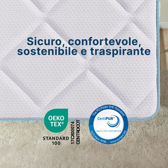 Sleephome Vanille Plus 20 cm, echte Matratze, 120 x 190 cm, hergestellt in Italien, hypoallergen und antibakteriell, ergonomisch und orthopädisch, atmungsaktiv