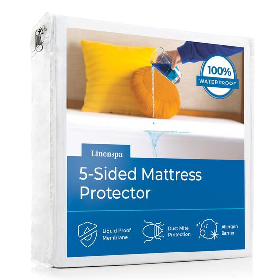 Linenspa Matratzenschoner aus glattem Stoff, 100% wasserdicht, hypoallergen, nur Oberflächen-Schutz, Vinylfrei