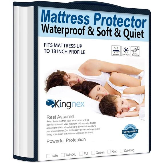 Kingnex Wasserdichter Matratzenschoner für Doppelbett, XL, extra lang, Doppelbett, ultraweich, kühlend, Bambus-Viskose, Glatte Oberfläche, Spannbezug mit dehnbarer Tasche