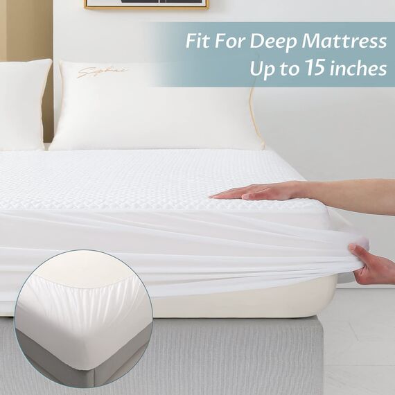 Reaks Matratzenschoner, wasserdicht, mit tiefer Tasche bis zu 38,1 cm