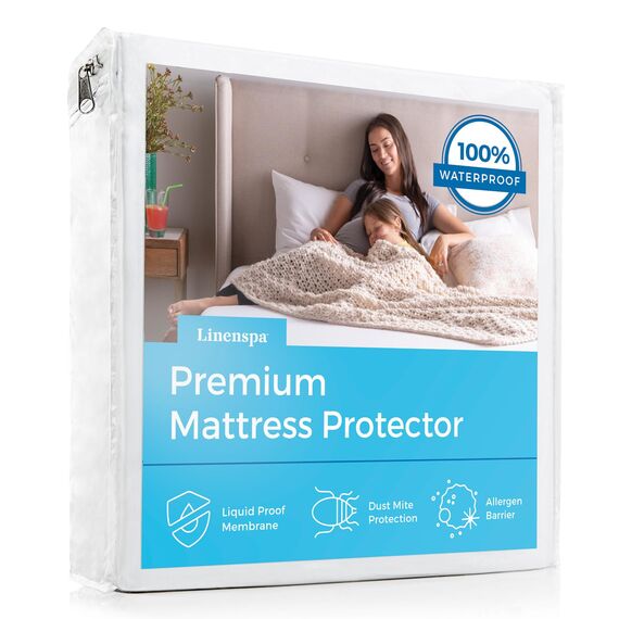 LinenSpa Matratzenschoner aus glattem Stoff, 100% wasserdicht, hypoallergen, nur Oberflächen-Schutz, Vinylfrei