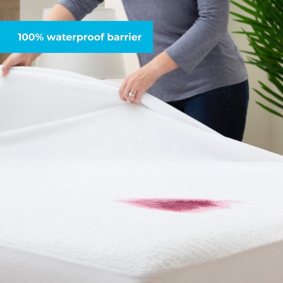 Linenspa Matratzenschoner aus Baumwoll-Frottee, wasserdicht, Top-Schutz, vollständiger Matratzenschoner, Weiß