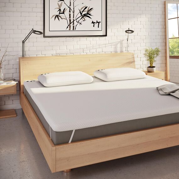 Panda Bambus-Matratzenauflage, UK-Kingsize-Bett, Gel-infundierter Memory-Schaum, 5 cm dick, orthopädische Nacken-, Wirbelsäulen-, Hüftstütze, verstellbare Gurte, Temperaturkontrolle, langlebig