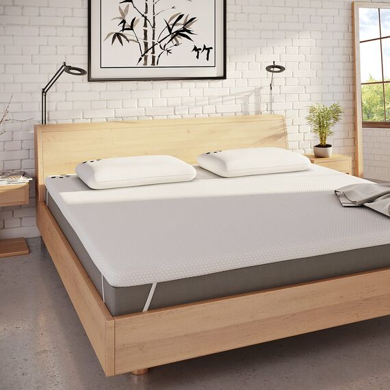 The Topper – Gel-Matratzenauflage aus Memory-Schaum (Hydroschaum), Bambus-Matratzenauflage (kleines Doppelbett: 190 x 120 x 5 cm), Weiß