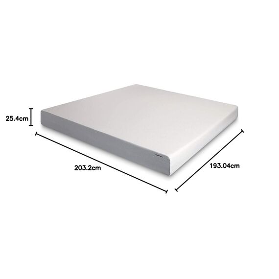 Amazon Basics Matratze aus Memory-Schaum, weiches Bett, Plüschgefühl, CertiPUR-US-zertifiziert, atmungsaktiv, einfach aufzustellen 25 cm (10 Zoll) King weiß