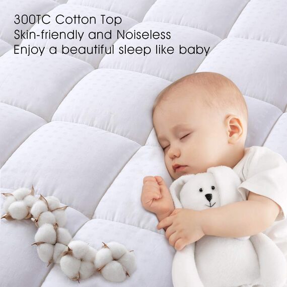 EASELAND California King Matratzenauflage Kissen Oberseite Matratzenbezug Gesteppter Matratzenschoner Lange Baumwolle Top 20,3–53,3 cm Tiefe Tasche Kühlmatratze Topper (183 x 213 cm, weiß)