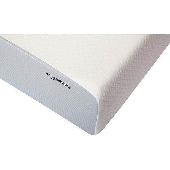 Amazon Basics Matratze aus Memory-Schaum, weiches Bett, Plüschgefühl, CertiPUR-US-zertifiziert, atmungsaktiv, einfach aufzustellen 25 cm (10 Zoll) King weiß