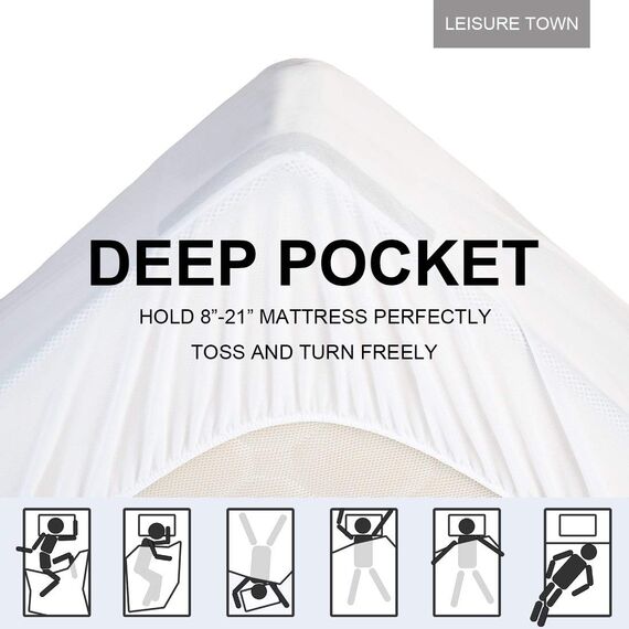 LEISURE TOWN Matratzenschoner 100% wasserdicht Matratze Pad Bezug atmungsaktiv/Hypoallergen/Vinyl gratis Spannbettlaken 20,3 cm 21 "Deep Pocket, weiß, Queen