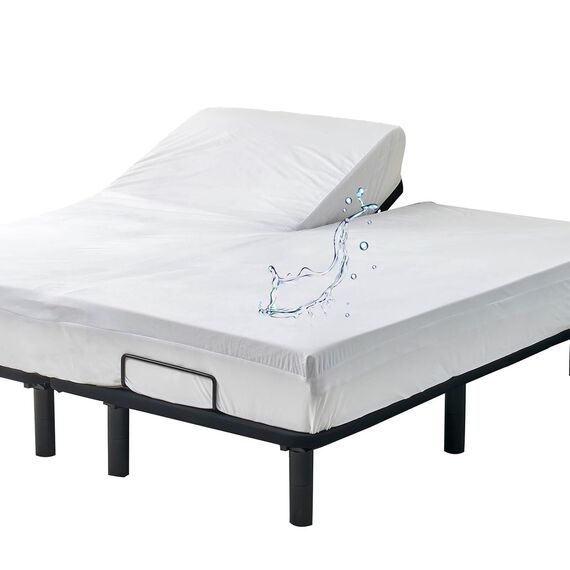 Kingnex Matratzenschoner für King-Size-Bett, wasserdicht, halbgeteilte Oberseite, Kingsize-Bett, mit flexiblem Oberteil, 91,4–99 cm, ultraweicher Bambus-Viskose-Jersey, geräuschloser Matratzenbezug