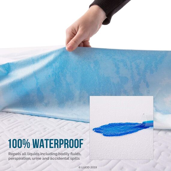 LUCID Premium Hypoallergener Matratzenschoner 100% wasserdicht – universelle Passform, Baumwoll-Frottee-Oberseite, California King