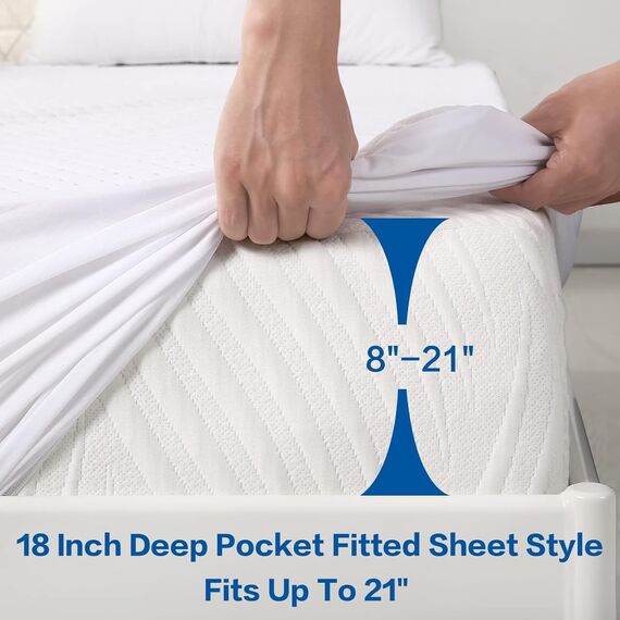 Twin XL Matratzenschoner, 100 % wasserdicht, kühlend, atmungsaktiv, Matratzenbezug für Einzelbett, Studentenwohnheim, 20,3–53,3 cm Matratze, vinylfrei (Bienenstock, Twin XL)