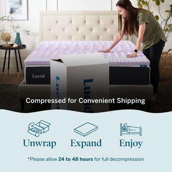 LUCID Zoned Memory Foam Mattress Topper Matratzenauflage, Schaumstoff, Lavendel, Full
